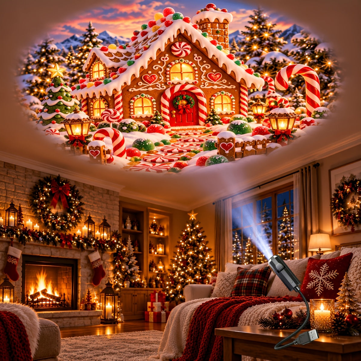 Christmas Projector Lights Outdoor - 10 Switchable Pattern Slides, 360° Rotating LED Holiday Lights for Xmas Party Garden Yard