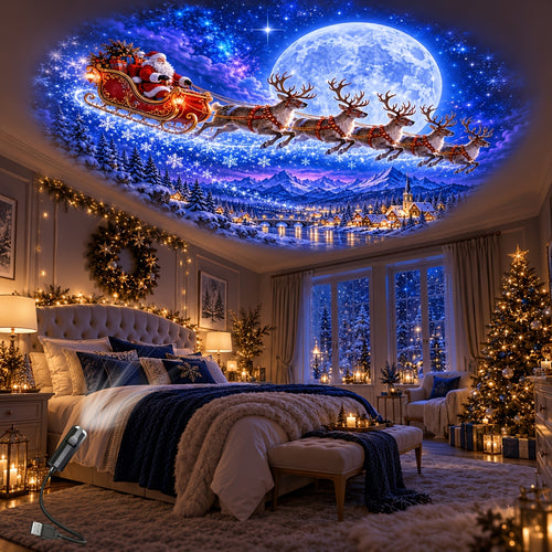 Christmas Projector Lights Outdoor - 10 Switchable Pattern Slides, 360° Rotating LED Holiday Lights for Xmas Party Garden Yard